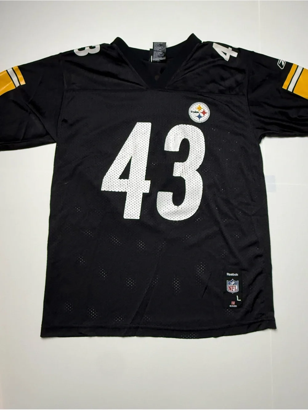 Reebok Pittsburg Steelers Troy Polamalu #43 Black Football Jersey size Large kid